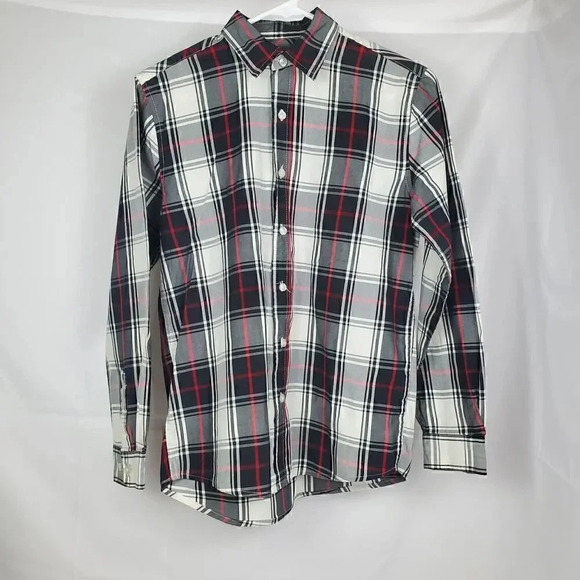 Boys' BASIC EDITION SZ XL Extra Large 14/16 Plaid Red Long-Sleeved Button-Down‎ - Picture 1 of 8